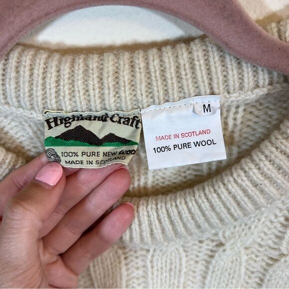 Highland Craft Cream 100% Wool Scotland Sweater Men’s Medium - Picture 3 of 9
